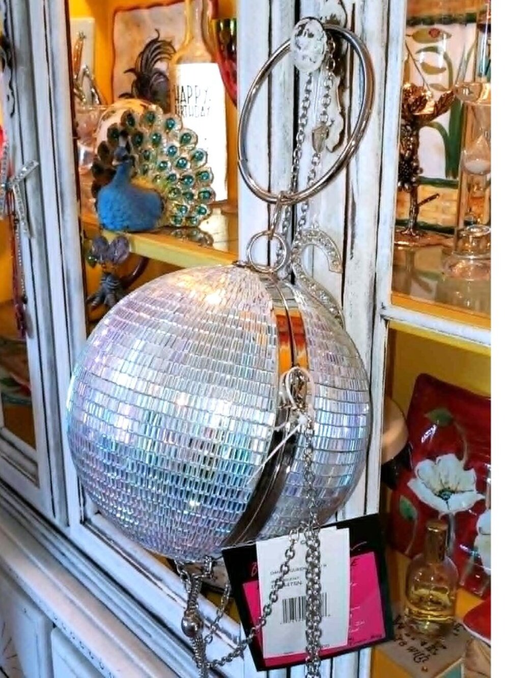 Betsey Johnson Kitsch Crossbody Glass Disco Ball Dancing Queen Bracelet Handbag - Picture 8 of 16
